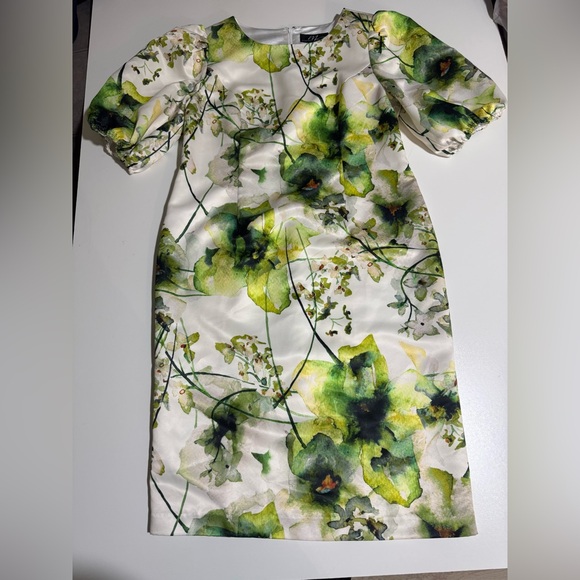 Midnight Velvet Green and Yellow Floral Midi Dress - Picture 5 of 12